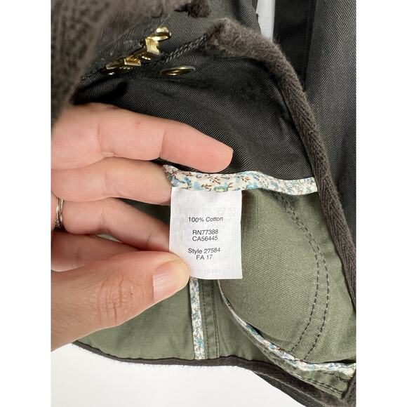J Crew Factory Womens XS Resin Coated Twill Field Utility Jacket Green Zip Front - Picture 8 of 11